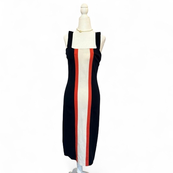 Diane Von Furstenberg Dresses & Skirts - Diane Von Furstenberg Bodycon Maxi Dress Black White Orange Stripe Size 4
